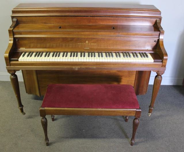 Appraisal: Steinway Standing Piano and Matching Bench From a Manhattan NY