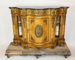 Appraisal: Rococo style serpentine front sideboard with marble top ormolu mounts