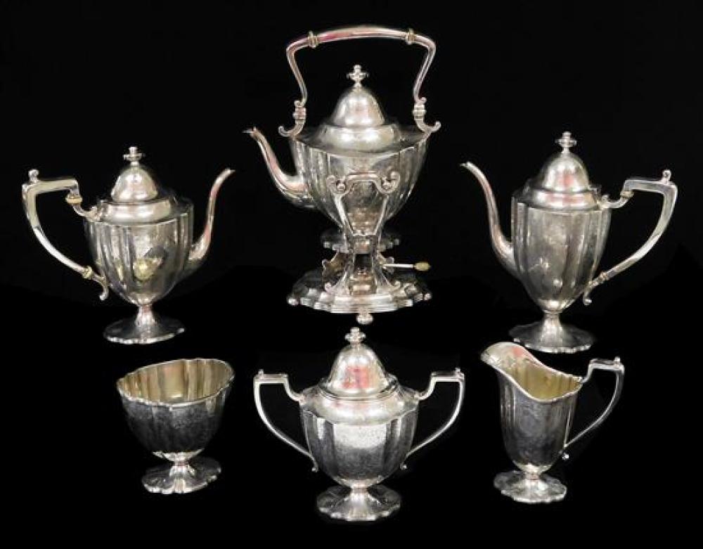 Appraisal: STERLING Black Starr Frost tea service seven pieces all with