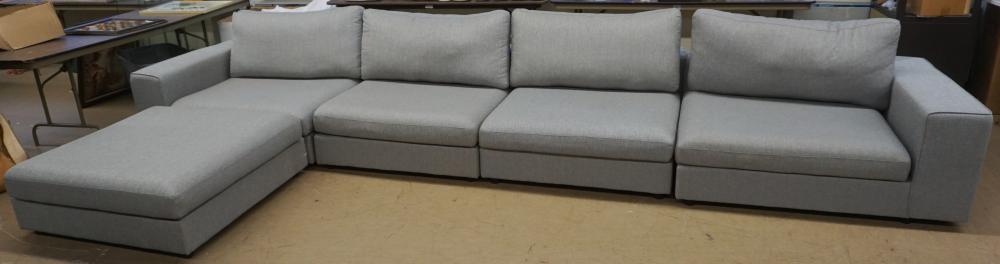 Appraisal: SNS IMPORTS LLC MODERN GRAY UPHOLSTERED FOUR-SECTION SOFA UNIT AND