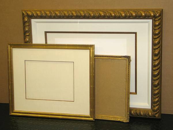 Appraisal: An assembled group of gilt and wood frames with glass