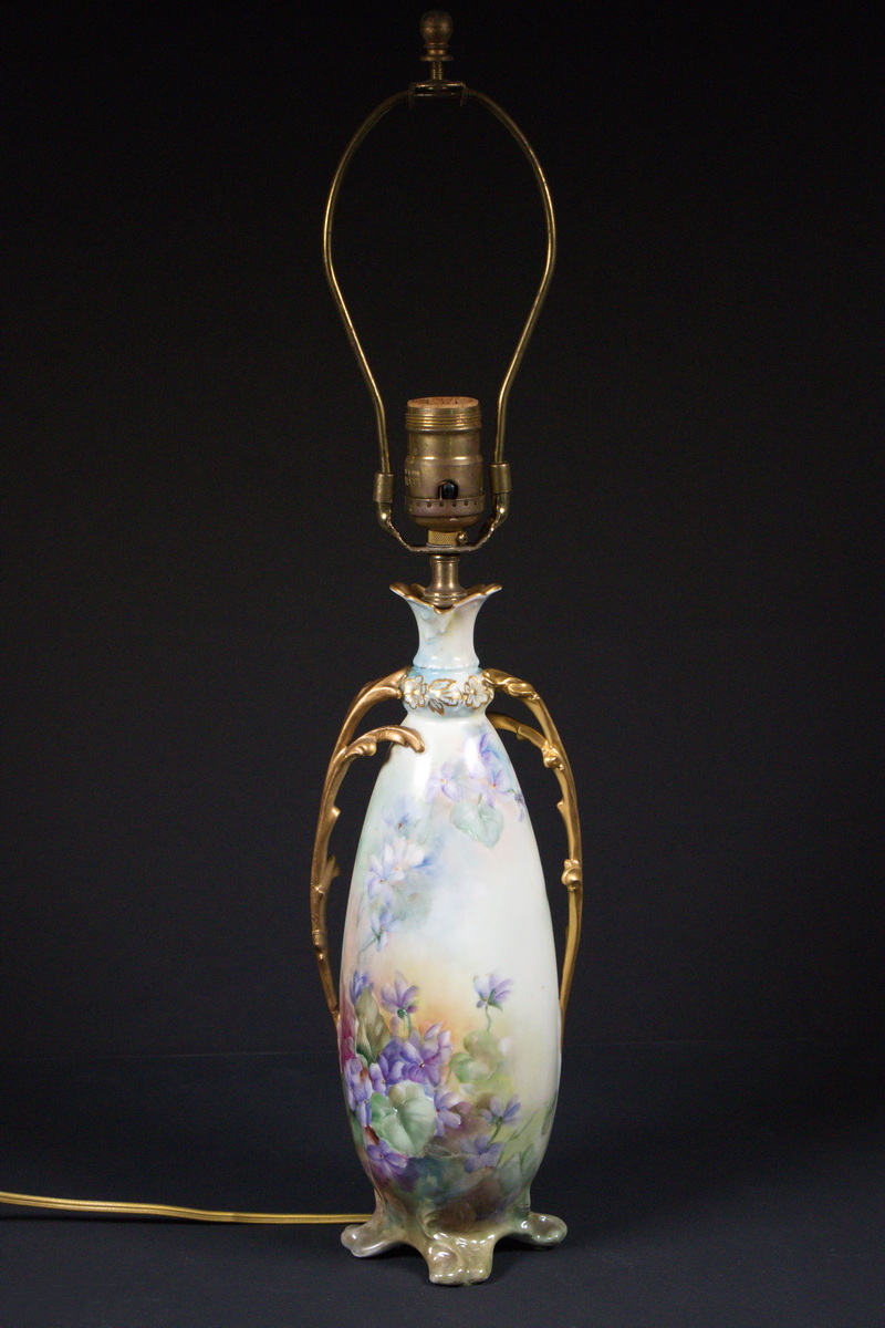 Appraisal: W GUERIN LIMOGES VASE WITH TABLE LAMP FITTINGS Early th