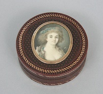 Appraisal: French Louis XVI Circular Maroon Composition Box circa late th