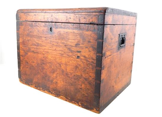 Appraisal: Mid- th C pine chest oblong dome top connected to