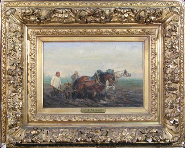 Appraisal: J A Walker th century Ploughing the fields signed 'J