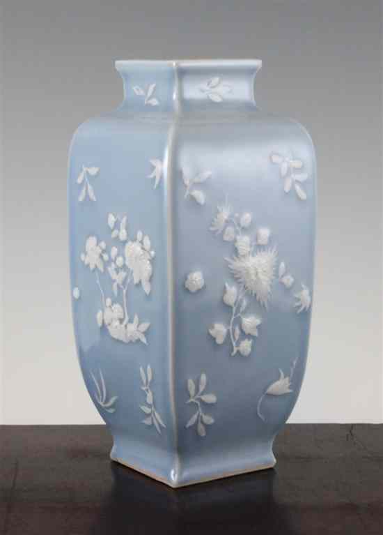 Appraisal: A Chinese clare-de-lune glazed square baluster vase Qianlong impressed seal