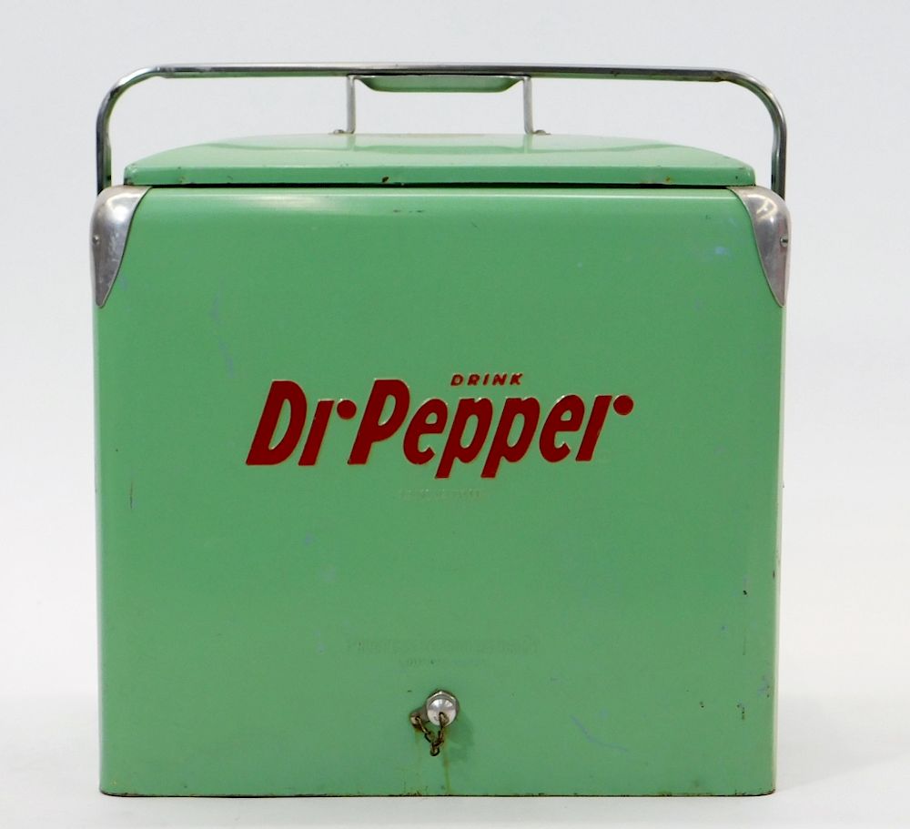 Appraisal: Original Metal Dr Pepper Advertising Cooler United States th Century