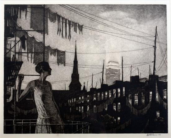 Appraisal: MARTIN LEWIS American - GLOW OF THE CITY signed in