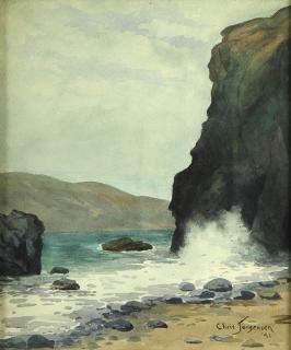 Appraisal: Watercolor Christian August Jorgensen Baker Beach Christian August Jorgensen American