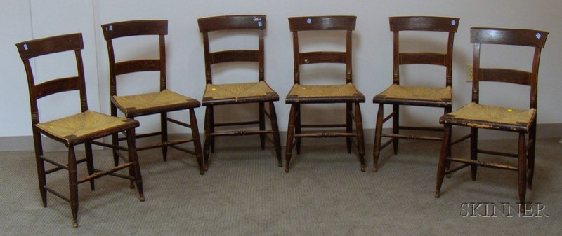 Appraisal: Set of Six Rosewood Grained and Stencil Decorated Side Chairs