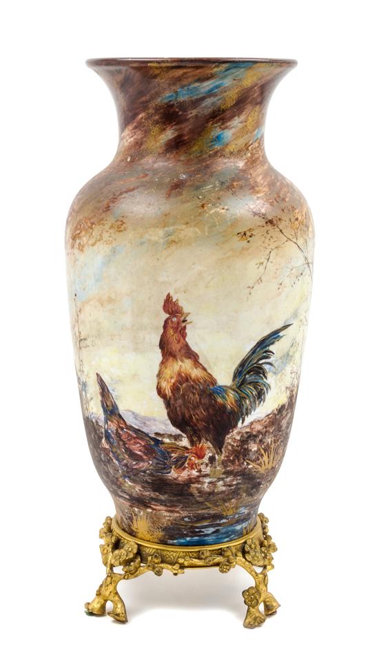 Appraisal: Sale Lot A French Gilt Bronze Mounted Painted Glass Vase