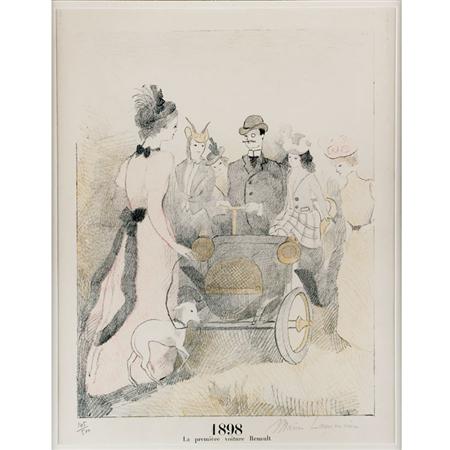 Appraisal: Marie Laurencin LA PREMIERE VOITURE RENAULT MARCHESSEAU Color lithograph Estimate