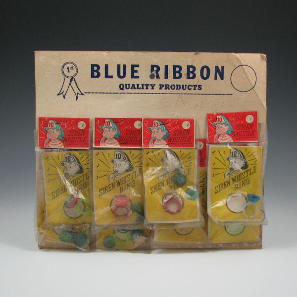 Appraisal: Vintage dealer's display of eight Blue Ribbon Siren Whistles While