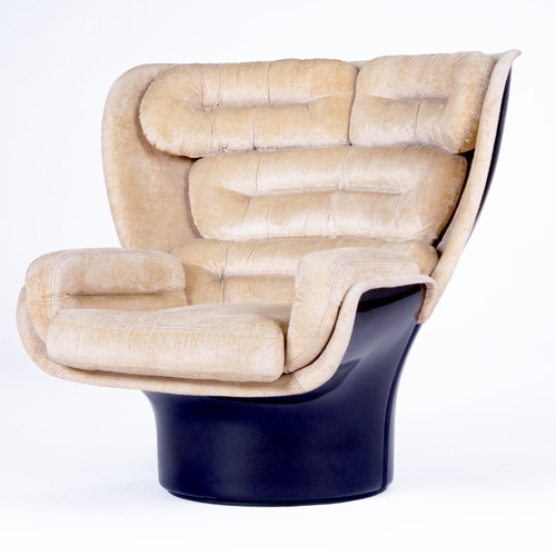 Appraisal: JOE COLOMBO Elda upholstered lounge chair on dark brown fiberglass