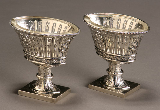 Appraisal: Pair of German Neoclassical Style Silver Sweetmeat Dishes Circa Each