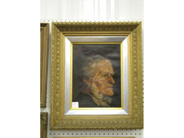 Appraisal: Oil on Canvas portrait of an older gentleman ornate gesso