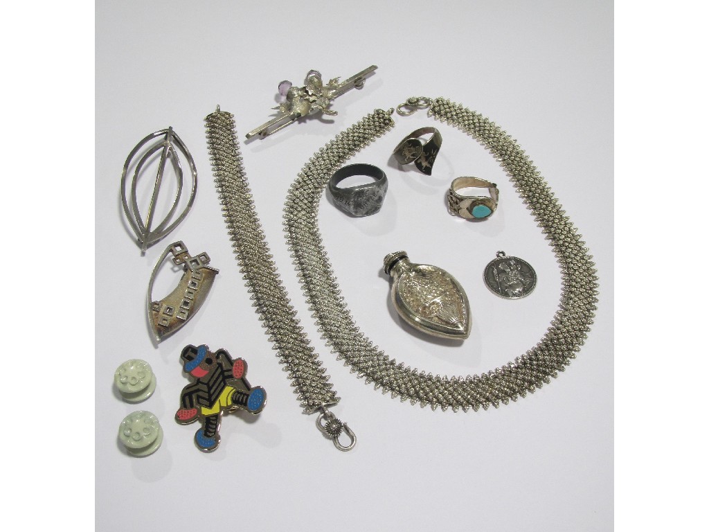 Appraisal: Lot comprising silver pieces to include perfume bottle pendant Indian