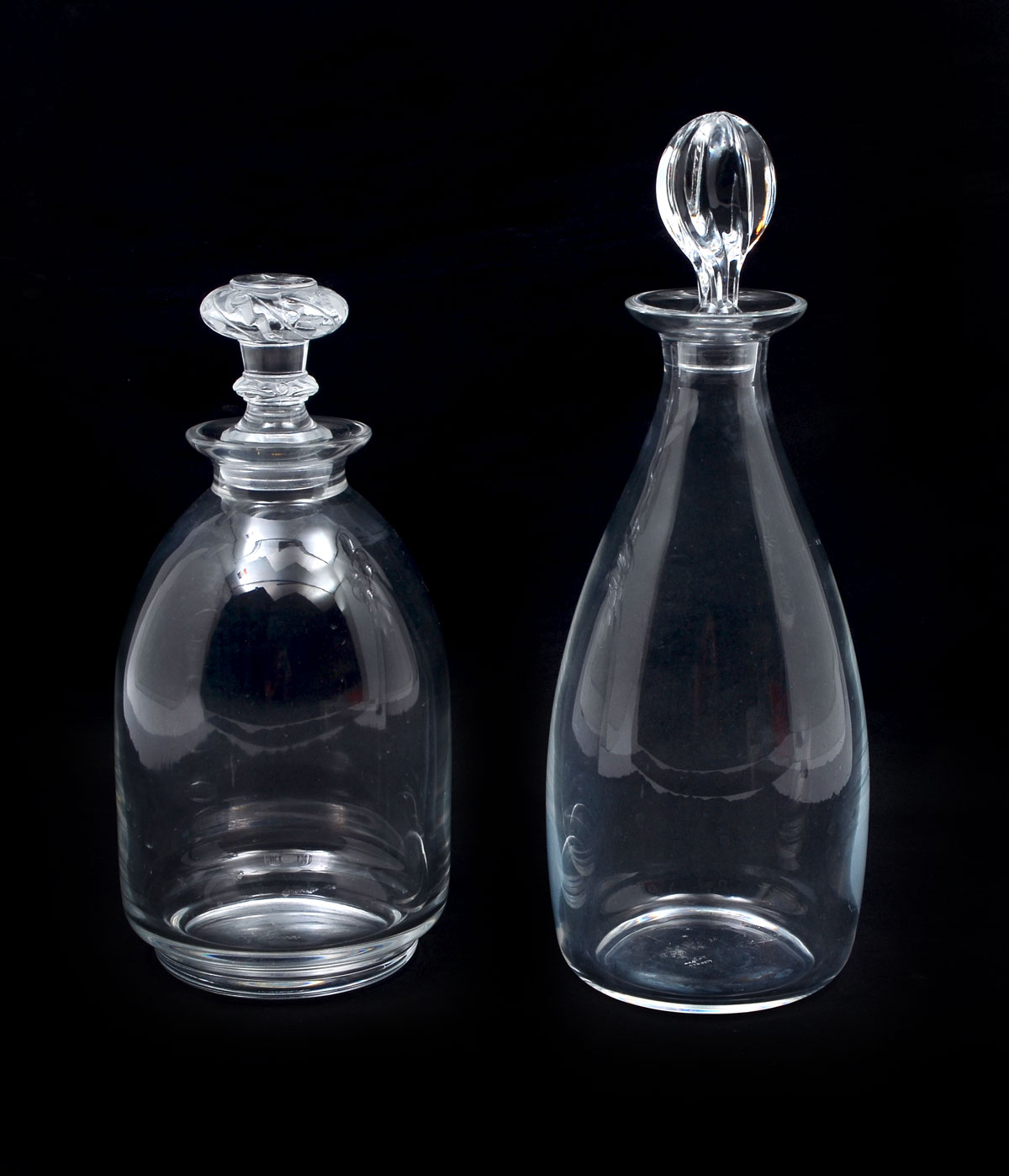 Appraisal: LALIQUE CRYSTAL DECANTERS - French Lalique crystal decanters having etched