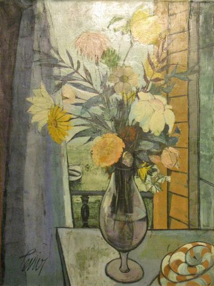 Appraisal: CHARLES LEVIER french - FLOWERS BY OPEN WINDOW Signed bottom