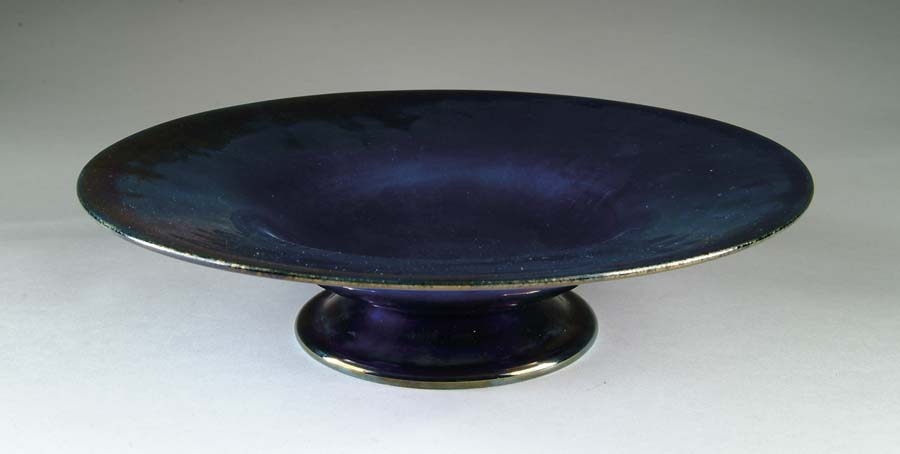 Appraisal: TIFFANY FOOTED BOWL Gorgeous blue Favrile glass footed center bowl