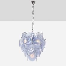 Appraisal: Vistosi CHANDELIER Italy c chrome-plated steel opalescent glass h dia