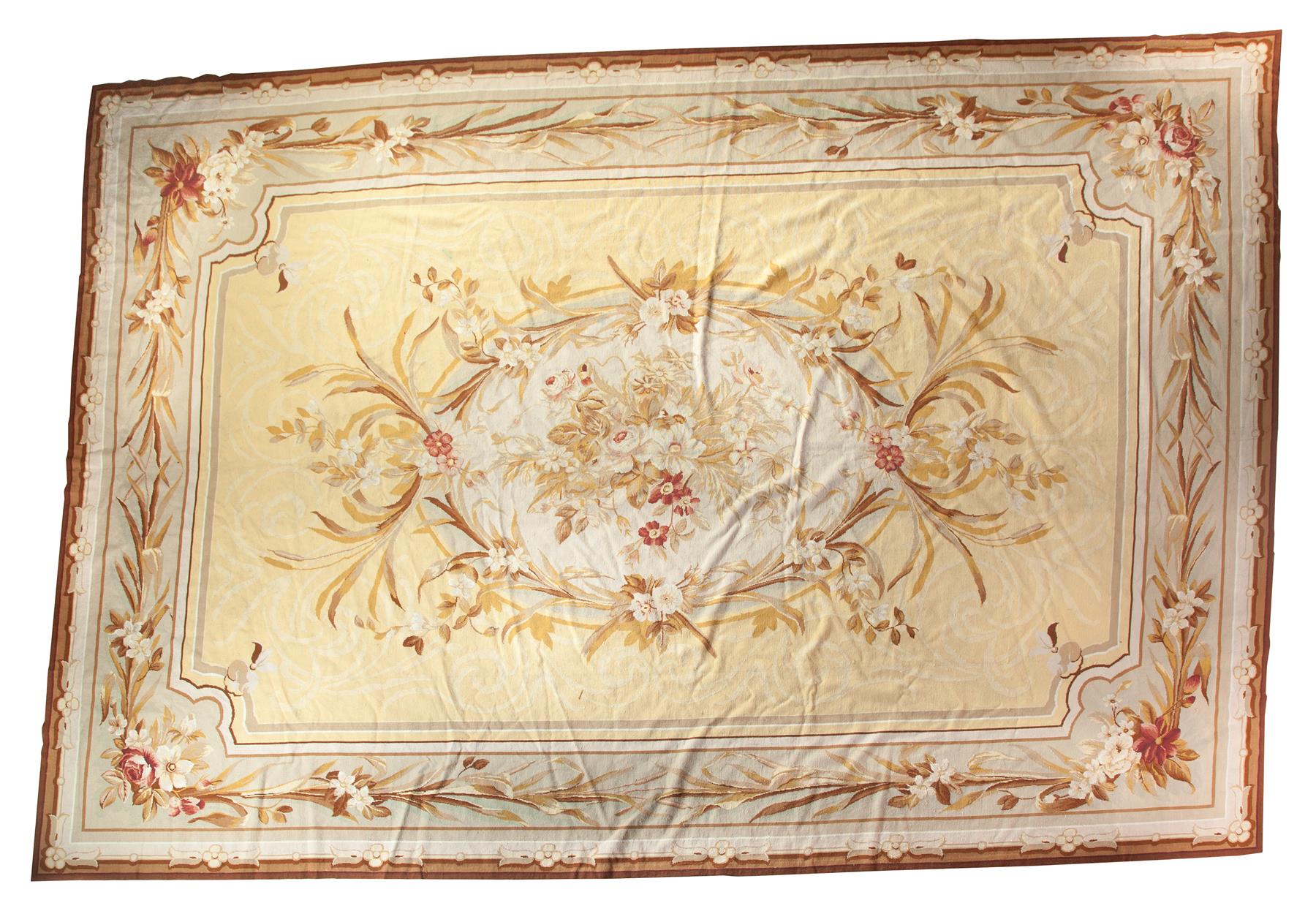 Appraisal: AUBUSSON-STYLE RUG American or European nd half- th century Four-panel