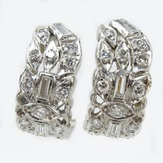 Appraisal: Vintage Approx Carat TW Diamond and Platinum Earrings Diamonds F-G