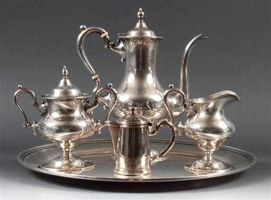 Appraisal: American sterling silver three-piece coffee service and tray Stieff Silver