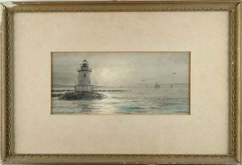 Appraisal: CHARLES RUSSELL LOOMIS American - LIGHTHOUSE AT DUSK Small watercolor