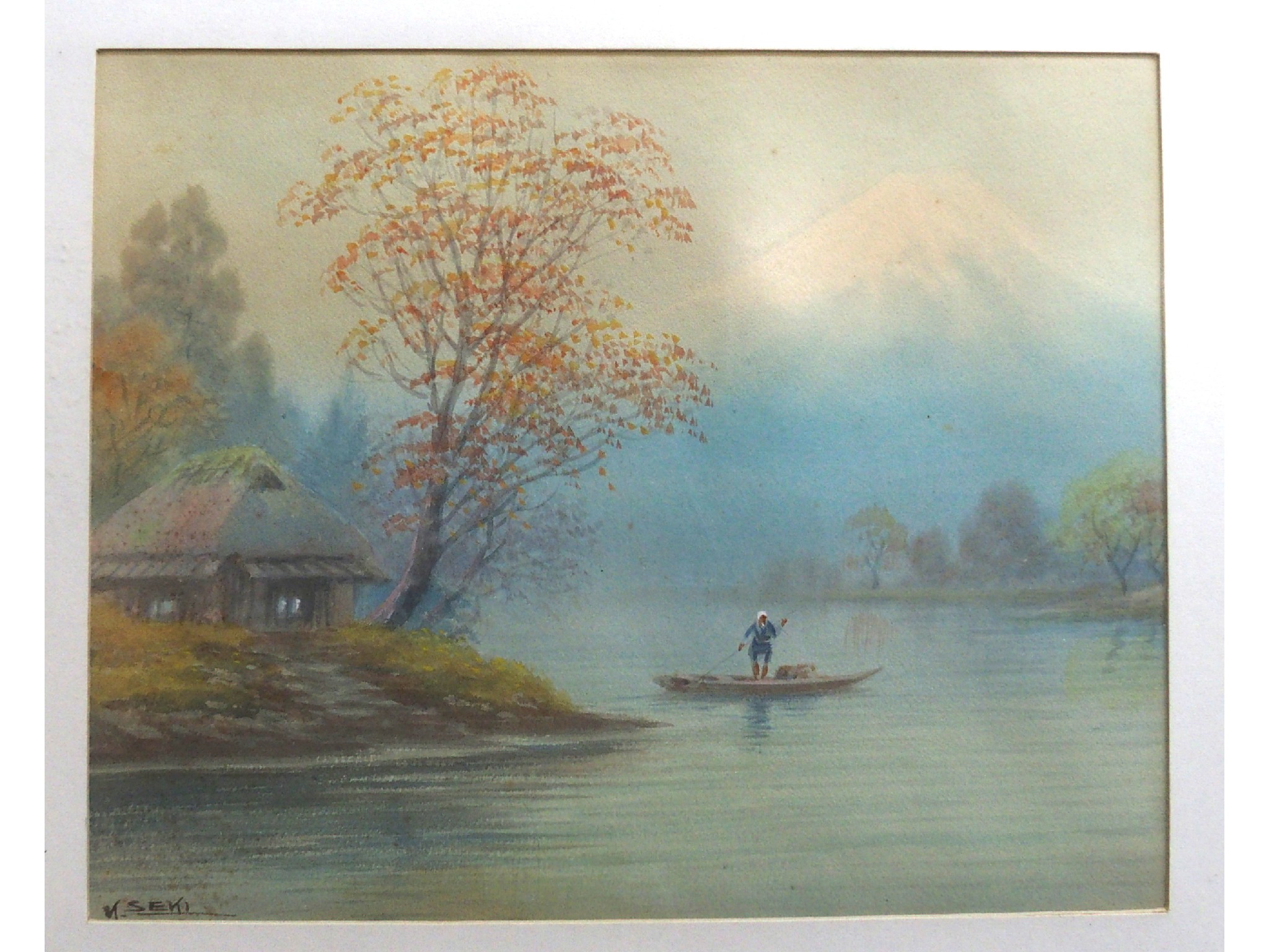 Appraisal: K SEKI Mount Fuji two signed watercolours Chinese School Birds