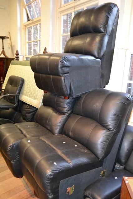 Appraisal: COMTEMPORARY BLACK LEATHER CORNER LOUNGE AND OFFICE CHAIR COMTEMPORARY BLACK