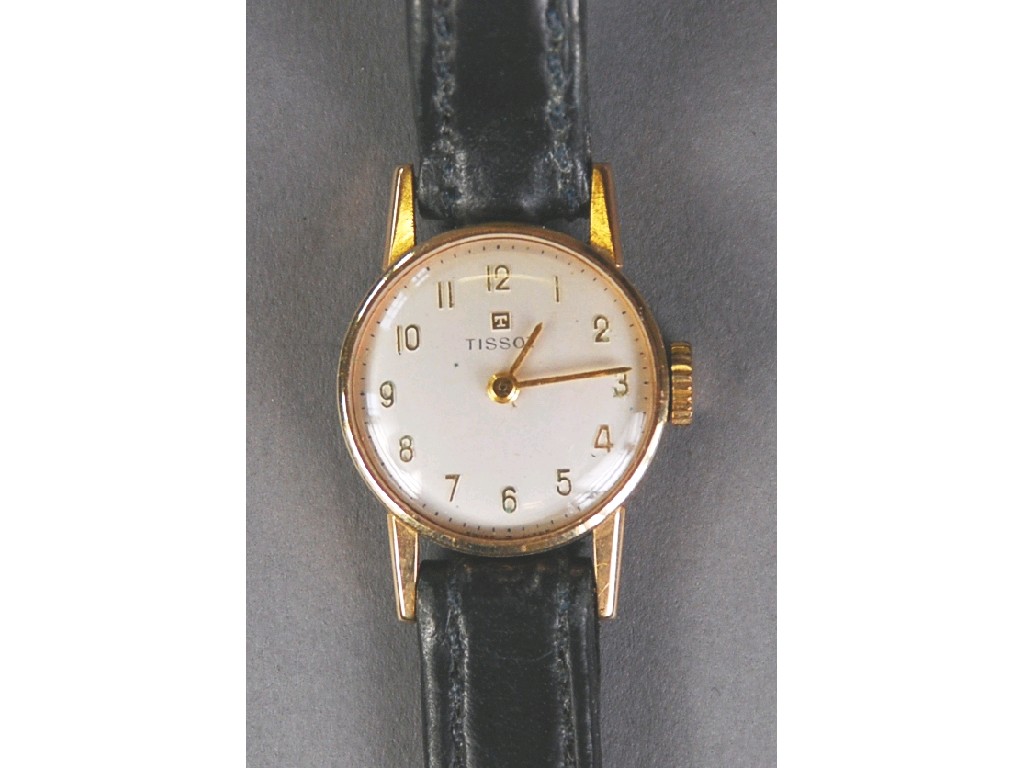 Appraisal: LADY'S TISSOT GOLD WRIST WATCH with circular silvered dial black