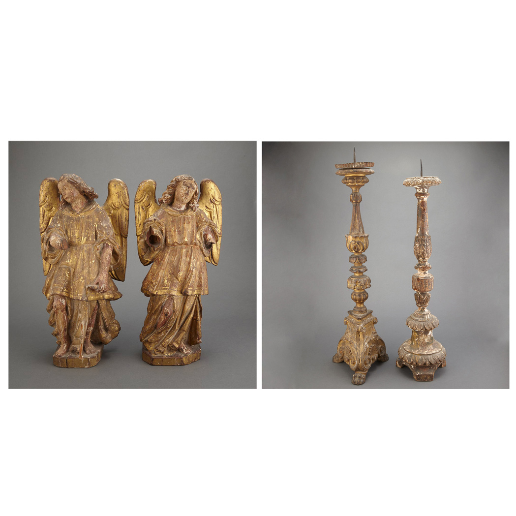 Appraisal: Pair of Italian Painted and Parcel Gilt Figures of Angels