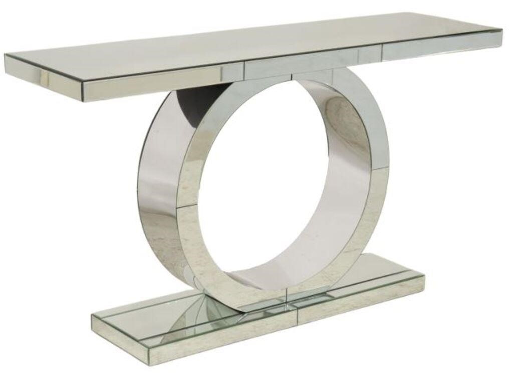 Appraisal: Contemporary mirrored console table Home Meridian st c rectangular top