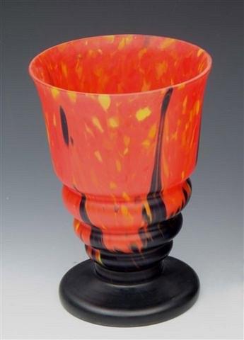 Appraisal: A th Century glass vase of circular ribbed form with