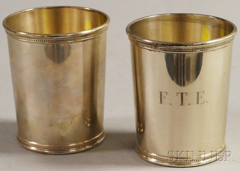 Appraisal: Pair of Sterling Silver Mint Julep Cups marked LBJ and