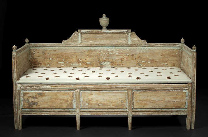 Appraisal: Northern European Neoclassical Cream-Painted and Distressed Beechwood Settee first quarter