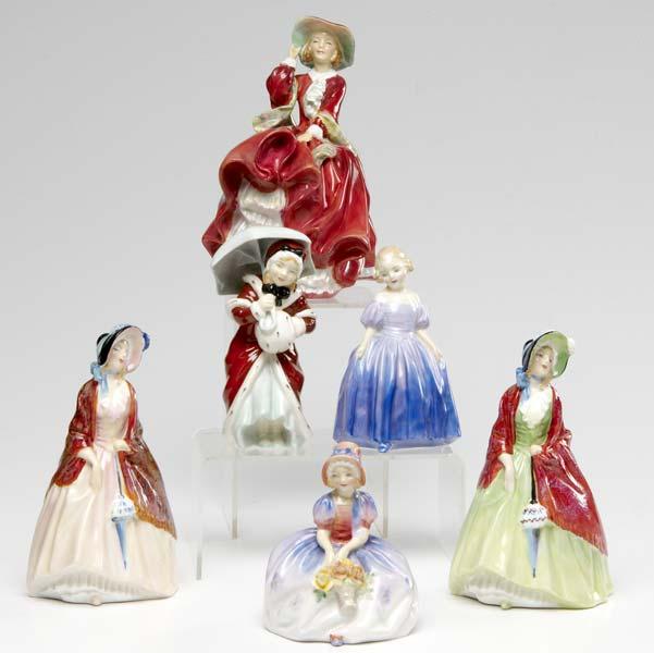 Appraisal: ROYAL DOULTON Six figurines Top of the Hill two Paisley