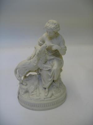 Appraisal: A PARIAN WARE GROUP th century modelled as a lady