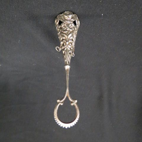 Appraisal: Sterling Silver Tussy Mussy or Posy Holder fancy openwork floral