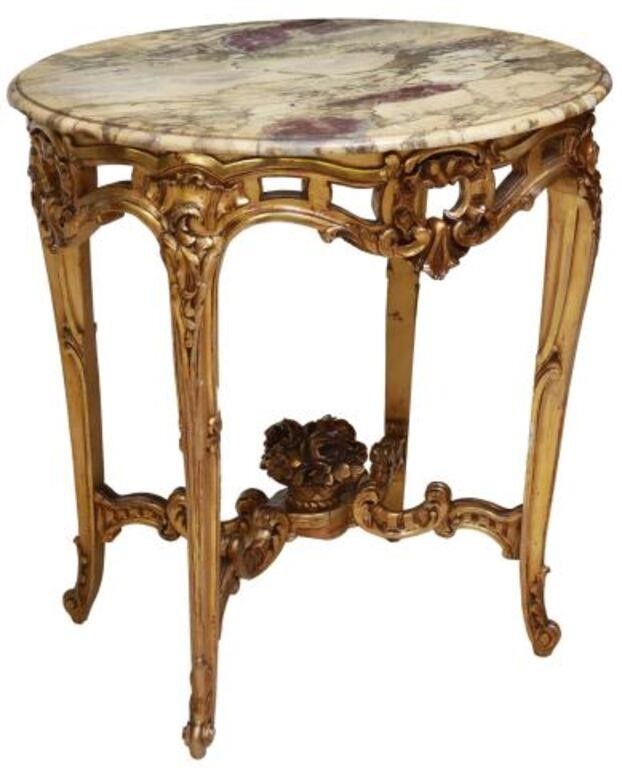 Appraisal: French Louis XV style giltwood side table early th c