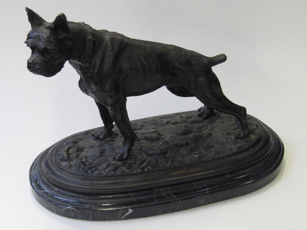 Appraisal: After Mene bronze figure of a boxer dog on marble