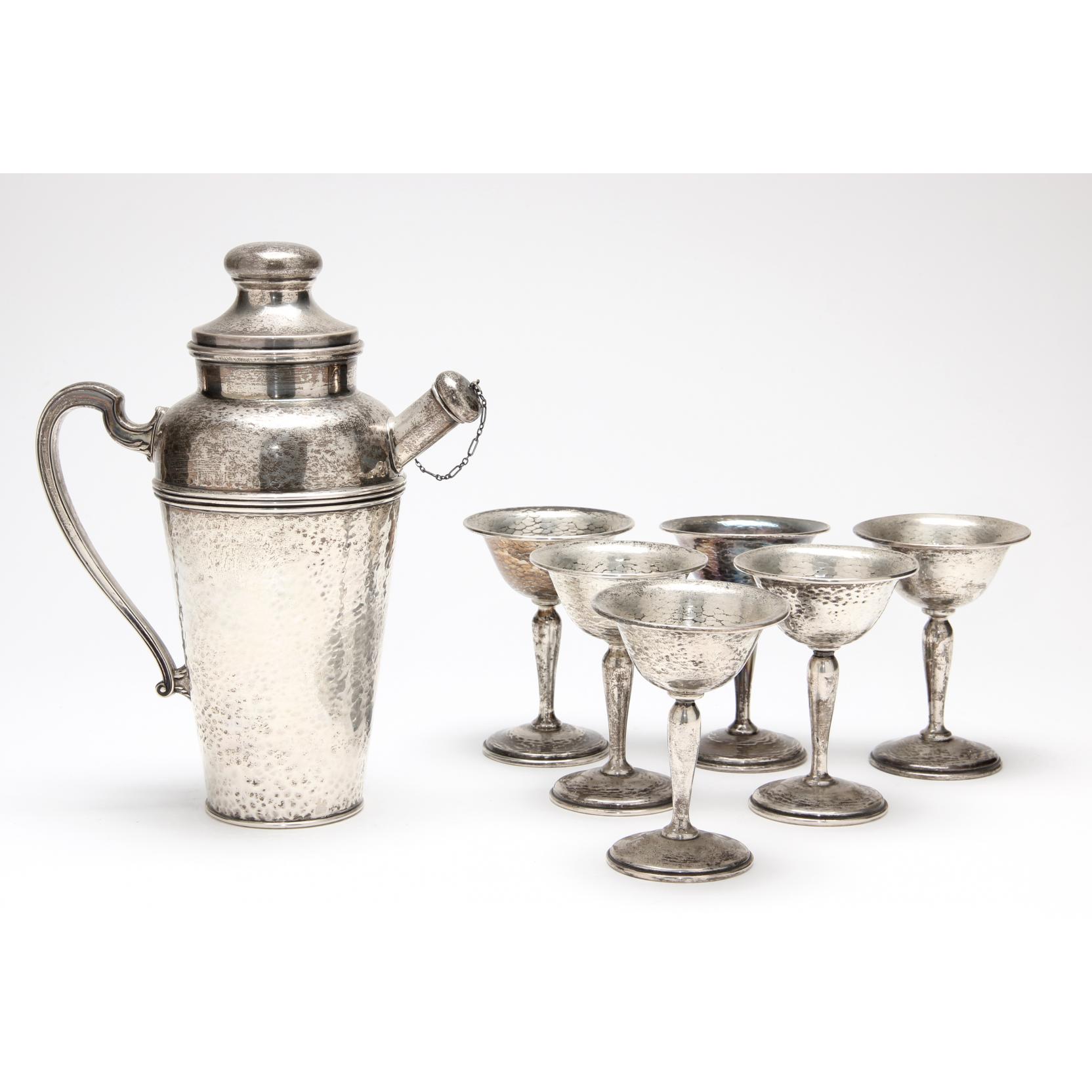 Appraisal: Vintage Sterling Silver Cocktail Set including a cocktail shaker with