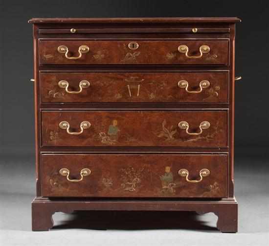 Appraisal: George III style mahogany and japanned bachelor's chest of drawers