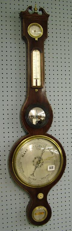 Appraisal: Mahogany five glass wheel barometer signed P Pelascine Swaffham the