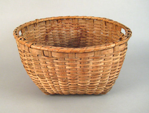 Appraisal: Shaker splint oak basket th c h dia