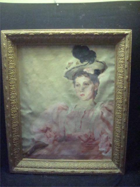 Appraisal: Oil on Canvas of a Lady in a Pink Dress