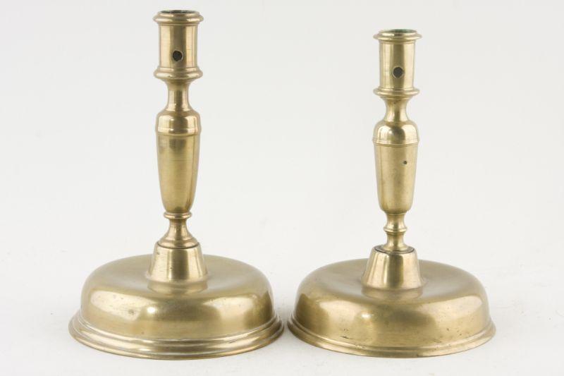 Appraisal: Two Similar Brass Candlesticks ca probably Spanish having a straight