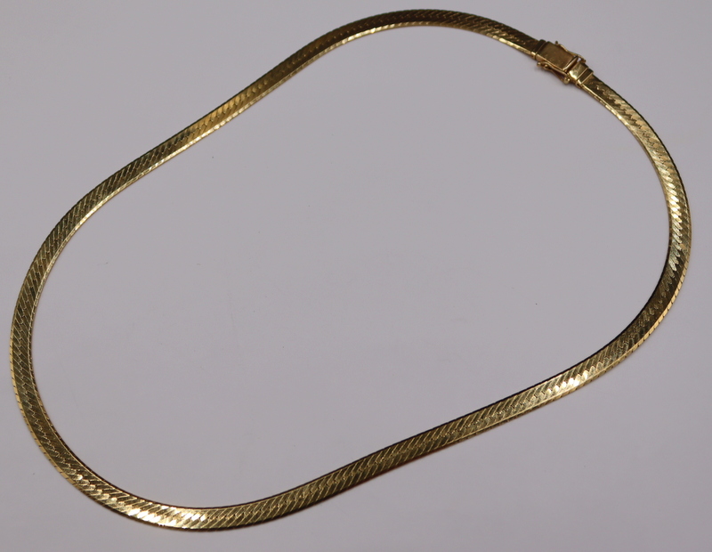 Appraisal: JEWELRY ITALIAN VIERI KT GOLD HERRINGBONE CHAIN Necklace Stamped Vieri