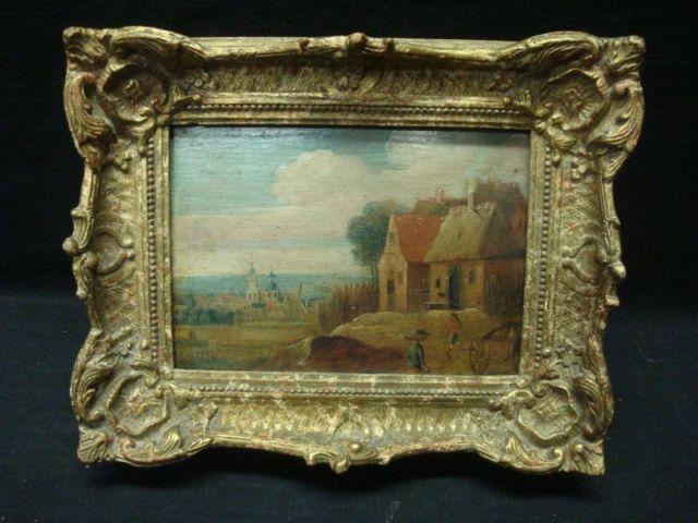 Appraisal: Small Old Master Oil on Board Continental scene with figures